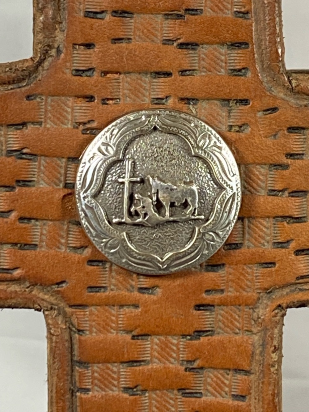 Rustic Handcrafted Leather Cross - Picture 4 of 7